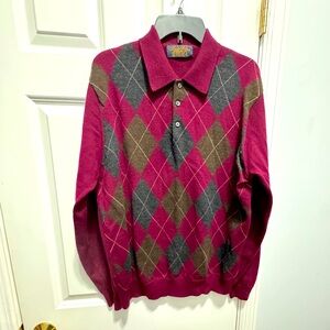 Brooks Brothersrs size large merino wool sweater made in Hong Kong argyle style
